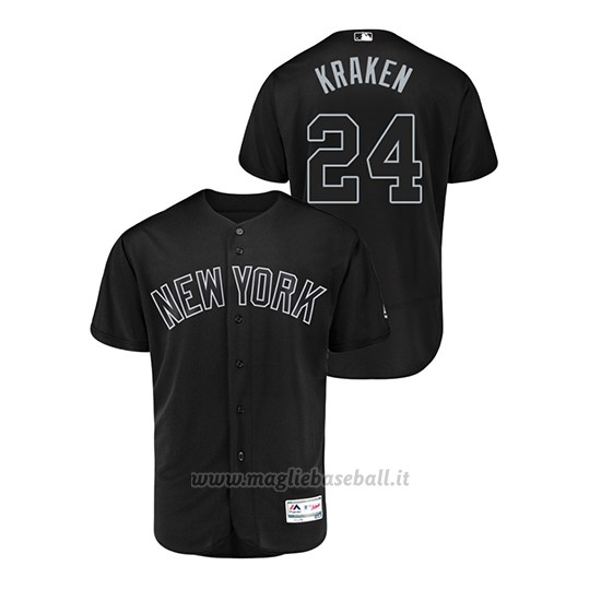 Maglia Baseball Hombre New York Yankees 24 Gary Sanchez 2019 Players Weekend Autentico Nero